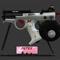 White And Red Weapon With Display Stand And PETEX Label 3d model
