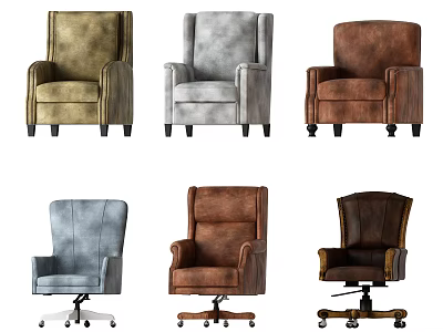 Stylish Single Sofa Collection Featuring Various Colors and Different Base Designs 3d model