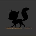 Cute White Animal With Antlers And Fox Like Tail Standing On Dry Cracked Ground
