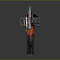Industrial Tower Structure With Extended Platform Red Lights And Metal Design Elements
