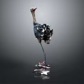 Ostrich Sculpture With Assorted Materials And Artistic Base Structure Design