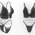 Black Women's Lingerie Set Featuring Lace Trim and Unique Stylish Strap Designs
