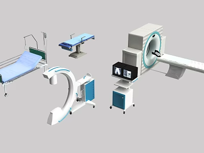 Essential Medical Devices Including Hospital Bed CT Scanner Examination Table and Cabinet 3d model