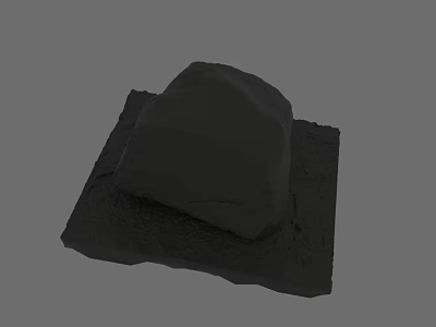 Rough Textured Natural Stone Placed On Solid Wooden Base Decorative 3d model