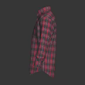 Pink Plaid Long Sleeve Collared Shirt With Front Pocket For Casual Style