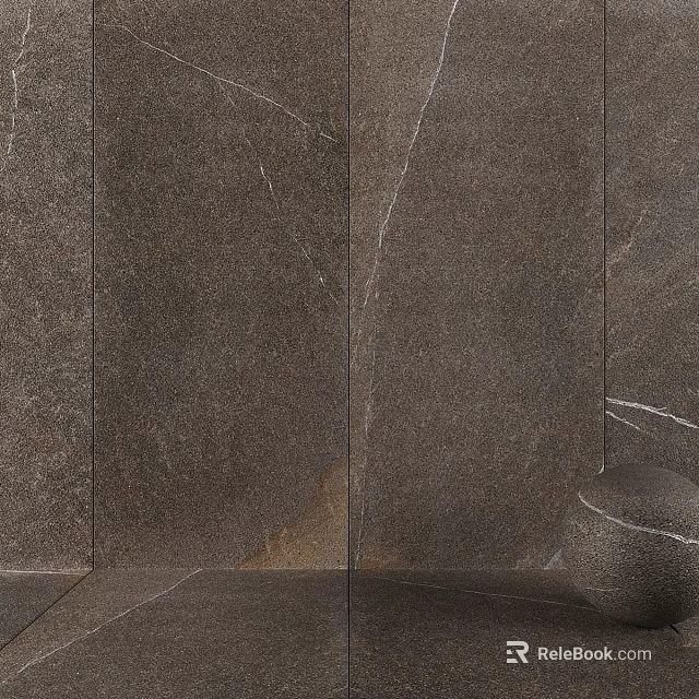 Dark Stone Wall Components With Natural Vein Texture And Smooth Surface 3d model 
