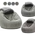 Gray Bean Bag Chair With Fringe Decor Soft Fabric And Multiple Views