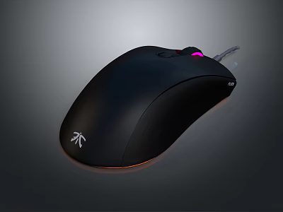 Black Wired Computer Mouse With Purple LED Light And Ergonomic Design 3d model