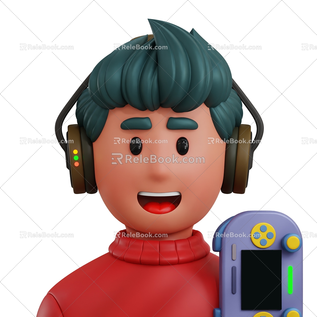 Modern Game Player Cartoon Game Player Boy Boy Cartoon Man 3d model