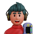 Modern Game Player Cartoon Game Player Boy Boy Cartoon Man 3d model