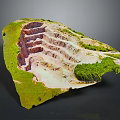 Layered Natural Landscape With Green Vegetation And Rocky Terraced Formations