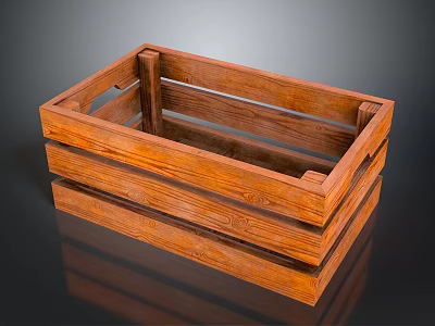Wooden Crate Design Featuring Stacked Slats And Side Handles 3d model