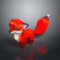 3D Red Fox Model With Yellow Moon Mark On Forehead And Fluffy Tail