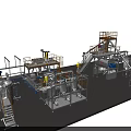 Industrial Equipment Processing Plant With Operational Platforms Piping And Safety Railings