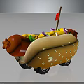 Cute Puppy Shaped Hot Dog Cart With Sesame Seeds And Vegetable Toppings