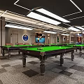 Spacious Billiard Room Interior Design With Multiple Green Pool Tables Modern Lighting And Seating Areas