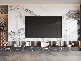 New Chinese TV background wall TV background 3d model