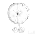 Gold Round Clocks with Black Dial White Red Hands and Hong Kong Designer Stand Base