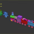Colorful Toy Train With Elephant Toys And Colorful Carriages On Reflective Surface