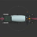 Unique Light Blue Motorcycle With Pink Wheels Front Propeller And Black Seat