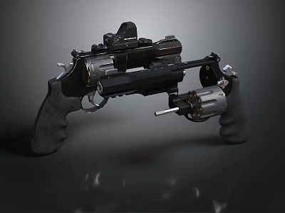 Modern Tactical Revolver With Scope Mechanical Parts And Ergonomic Grip 3d model