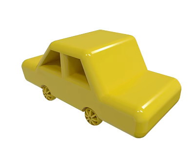Bright Yellow Shiny Plastic Toy Car With Smooth Surface For Children's Play 3d model