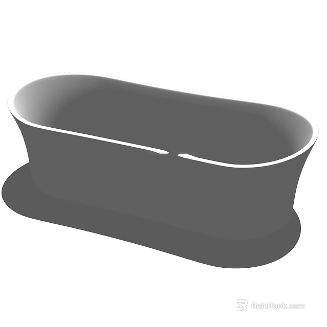 Freestanding Oval Shaped Bathtub With Sleek Surface And White Rim Design 3d model 