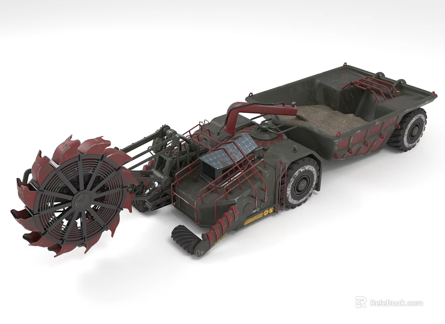 Military Style Modified Vehicle With Large Red Gear And Armored Structure 3d model 