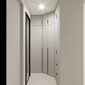 Modern Light Gray Built in Wardrobe Design with Sleek Doors in Hallway Space