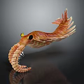 Vibrant Orange Pink Fantasy Creature With Large Claws Yellow Eyes And Segmented Body