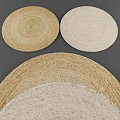 Adorable Round Woven Mats in Beige and Light Brown Natural Fiber for Home Decor