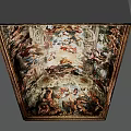 Ornate Classical Ceiling Mural With Intricate Decorative Patterns And Mythological Figures