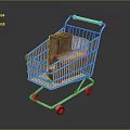 Retail Shopping Cart With Stacked Cardboard Boxes For Storage And Transport