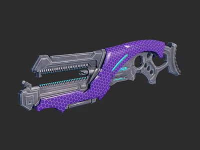 Futuristic Purple Weapon With Metallic Design Glowing Blue Accents And Honeycomb Texture 3d model