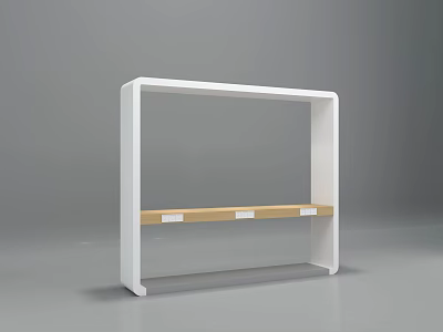 Modern White Frame Display Shelf With Wooden Shelf For Home And Retail 3d model