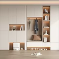 Modern White Shoe Cabinet With Integrated Coat Hanging Area Shoe Bench And Storage Shelves