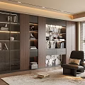 Modern Entryway Cabinet Sideboard With Open Shelves Books Decor And Leather Chair