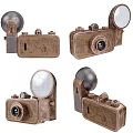 Vintage Digital Camera With Retro Design Textured Brown Finish And Multiple Angles Display Lens Flash Components 3d model