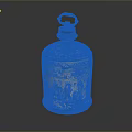 Traditional Ceramic Jar With Lid And Painted Blue White Landscape Figures