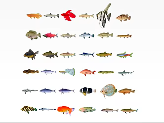 Modern Fish Seafood Fish Ornamental Fish Aquarium Fish Combination Marine Fish Freshwater Fish Ornamental Fish Combination 3d model