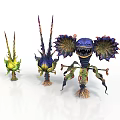 Three Fantasy Creatures With Colorful Spikes And Unique Wing Structures