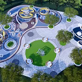 Modern Park Circular Comprehensive Activities Square Park 3d model