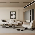 Modern Minimalist Living Room With Sofas Coffee Table And Art 3d model