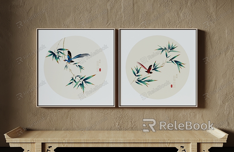 New Chinese Flower and Bird Painting Zen Hanging Painting Combination Traditional Chinese Painting model