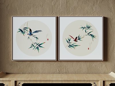 New Chinese Flower and Bird Painting Zen Hanging Painting Combination Traditional Chinese Painting model