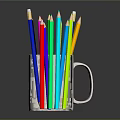 Vibrant Assorted Colored Pencils Neatly Stored in White Ceramic Mug