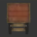 3D Pixel Art Wooden Stool With Square Seat And Ladder Steps