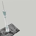 Modern Tall Tower With Sleek Glass Facade And Architectural Design Elements 3d model