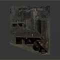 Cartoon Scene of Charming Fairy Tale House with Pointed Roofs Stone Walls and Small Yard