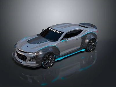 Sleek Silver Gray Sports Car With CENDEZ Logo And Blue Accent Stripes 3d model